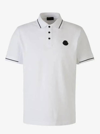 Men's Logo Patch Cotton Short Sleeve Polo Shirt Optical White - MONCLER - BALAAN 2