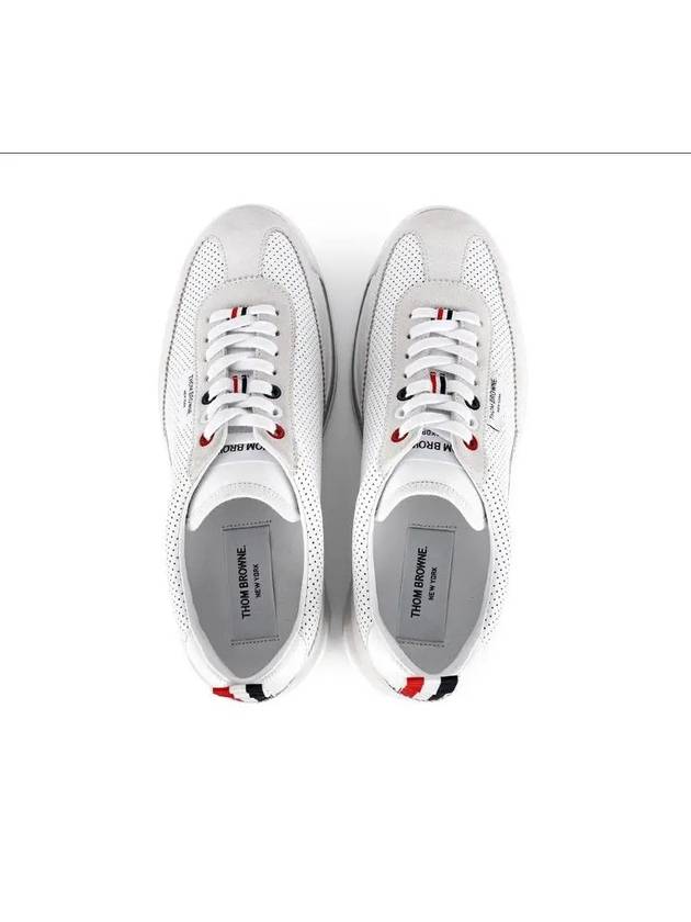 Vitello Calf Leather Clear Sole Tech Runner Sneakers White - THOM BROWNE - BALAAN 4