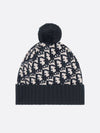 Oblique Pom Pom Beanie Navy - DIOR - BALAAN 4