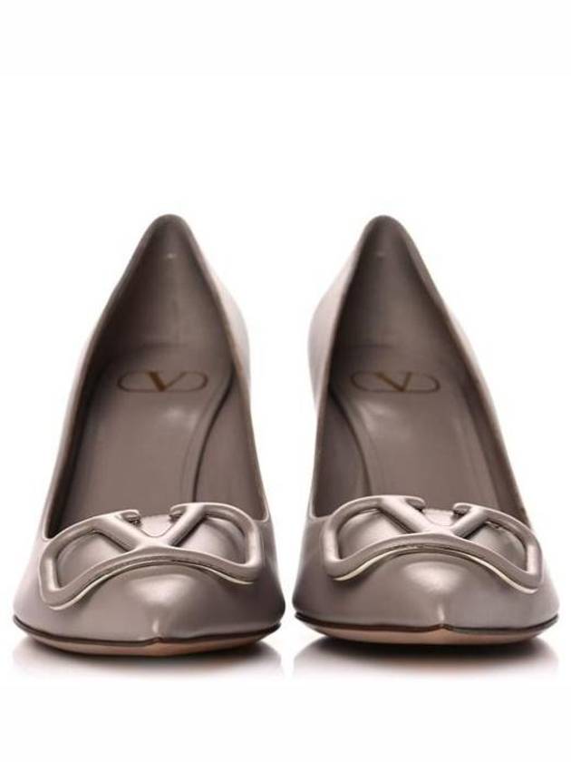 Women's V Logo Leather Pumps Heels Beige - VALENTINO - BALAAN 4