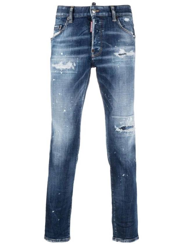 Distressed Straight Jeans Blue - DSQUARED2 - BALAAN 1