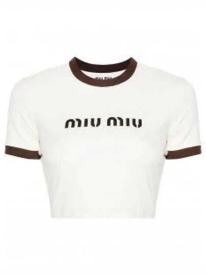 Logo Short Sleeve T-Shirt White - MIU MIU - BALAAN 2