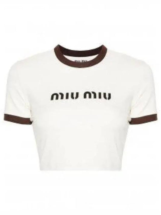 Logo Short Sleeve T-Shirt White - MIU MIU - BALAAN 2