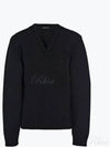 V-Neck Wool Knitted Sweater Black - PRADA - BALAAN 2