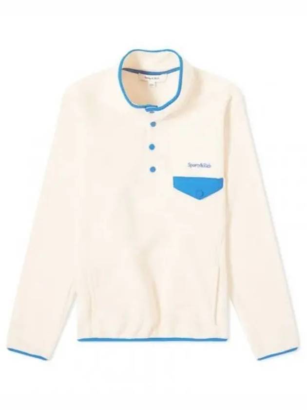 Serif Logo Buttoned Polar Cotton Sweatshirt Cream Ocean - SPORTY & RICH - BALAAN 2