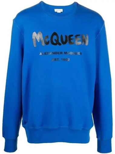 Graffiti Logo Sweatshirt Blue - ALEXANDER MCQUEEN - BALAAN 1