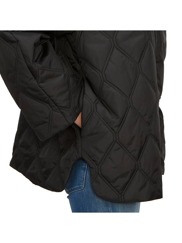 Ripstop Quilt Zip Up Jacket Black - GANNI - BALAAN 11