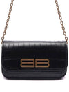 Gossip BB Logo Crocodile Chain Shoulder Bag Black - BALENCIAGA - BALAAN 3