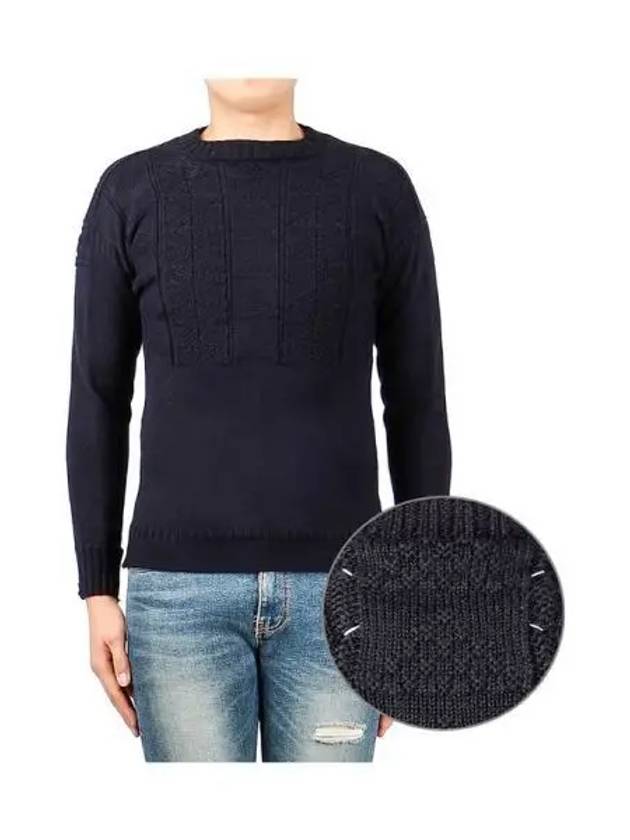 Men's Logo Back Wool Knit Top Dark Navy - MAISON MARGIELA - BALAAN 2