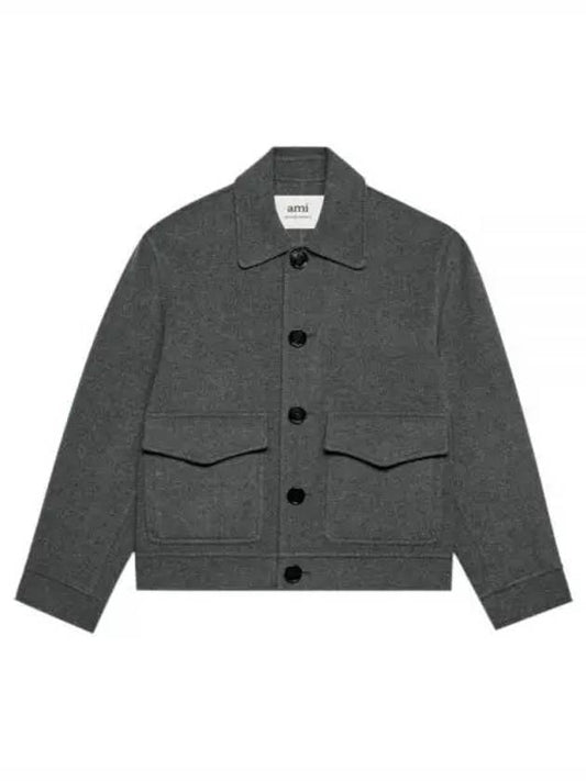 Flap Pocket Wool Cashmere Jacket Grey - AMI - BALAAN 2