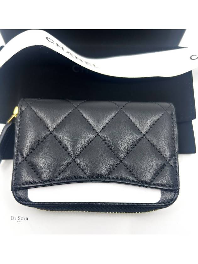 Classic Zipped Coin Purse Grained Calfskin & Gold Black - CHANEL - BALAAN 5