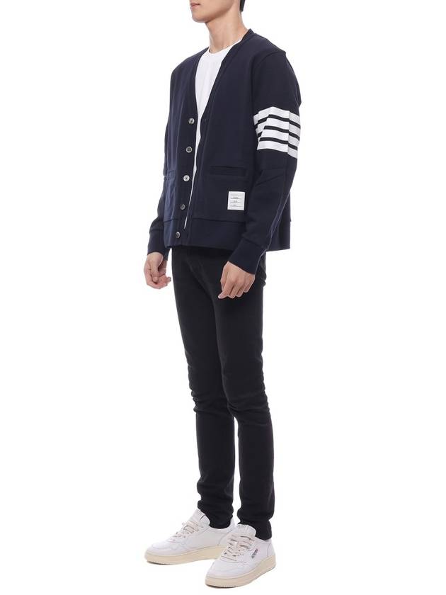 Classic V-Neck 4 Bar Stripe Cardigan Navy - THOM BROWNE - BALAAN 5