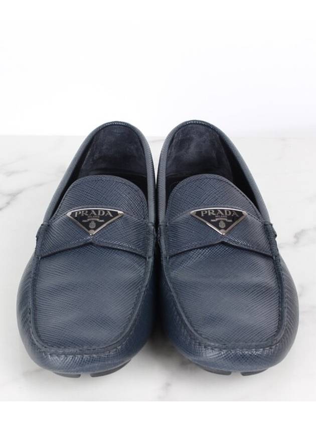 Triangle logo leather loafer navy 9 5 285 - PRADA - BALAAN 3