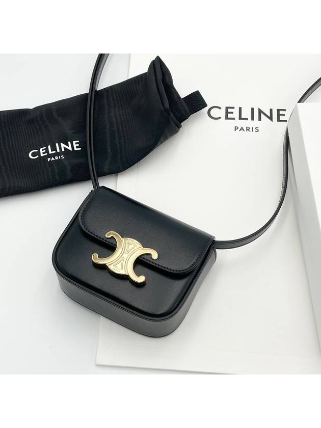 Triomphe Small Shiny Calfskin Cross Bag Black - CELINE - BALAAN 2