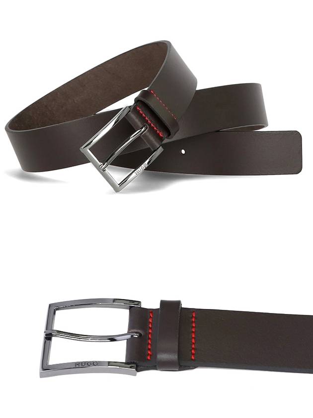 Metal Buckle Leather Belt Dark Brown - HUGO BOSS - BALAAN 5