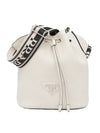 Logo Flo Leather Bokjori Bucket Bag White - PRADA - BALAAN.
