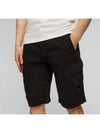 Stretch Satin Cargo Shorts Black - CP COMPANY - BALAAN 3