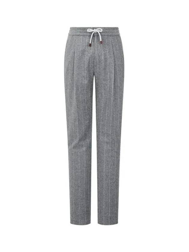 Shimaeul 8th Anniversary 10 ePoint 9 8 Men s Striped Wool Flannel Pants Gray 271086 - BRUNELLO CUCINELLI - BALAAN 1