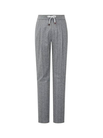 Shimaeul 8th Anniversary 10 ePoint 9 8 Men s Striped Wool Flannel Pants Gray 271086 - BRUNELLO CUCINELLI - BALAAN 1