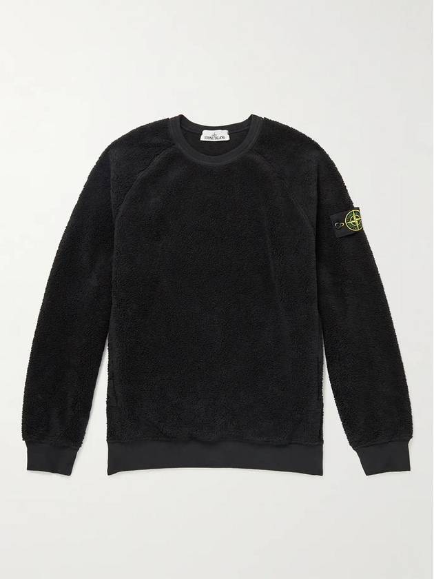 Wappen Patch Shearling Sweatshirt Black - STONE ISLAND - BALAAN 2