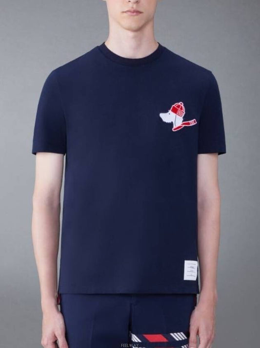 Hector Patch Short Sleeve T-Shirt Navy - THOM BROWNE - BALAAN 2