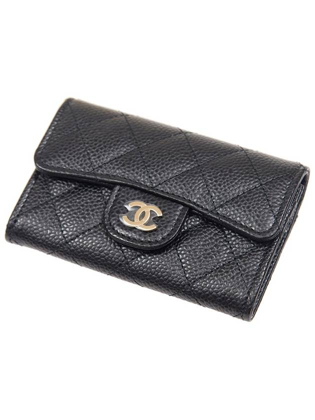 Classic Grained Calfskin Card Wallet Black - CHANEL - BALAAN 5