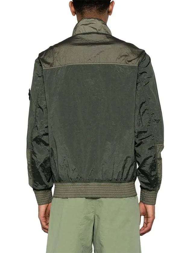 Logo Patch Recycled Nylon Track Jacket Musk Green - STONE ISLAND - BALAAN 5