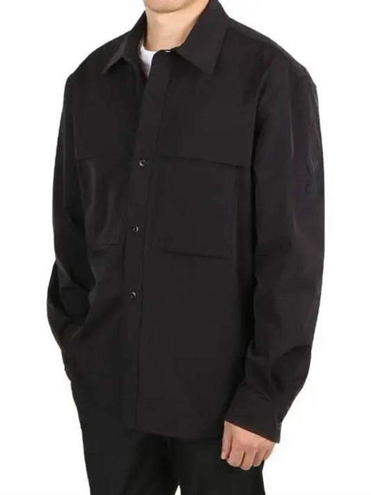 technical heart logo patch pocket long sleeve shirt black - AMI - BALAAN.