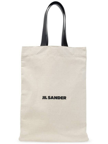 Canvas Logo Print Tote Bag Ivory - JIL SANDER - BALAAN.