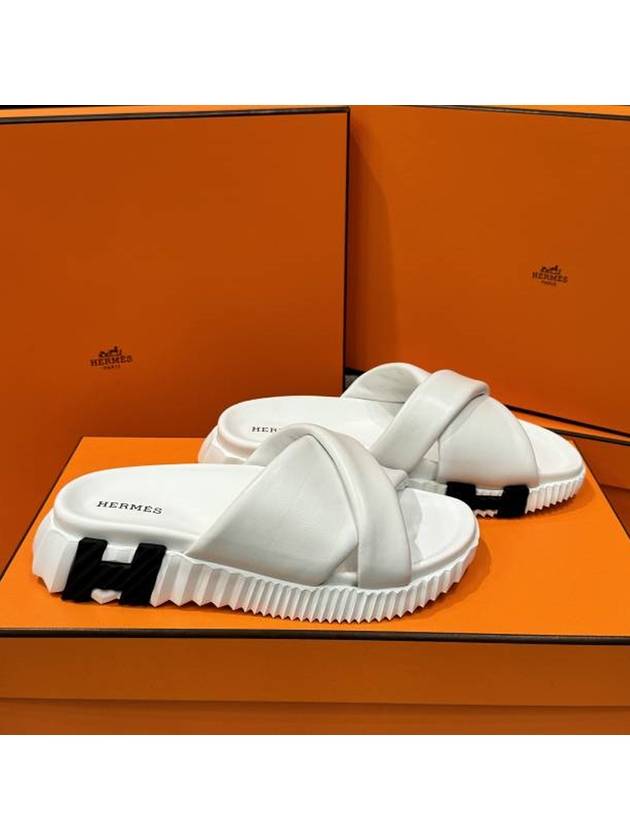 Women's Infra Sandals Calfskin White H Black - HERMES - BALAAN 4