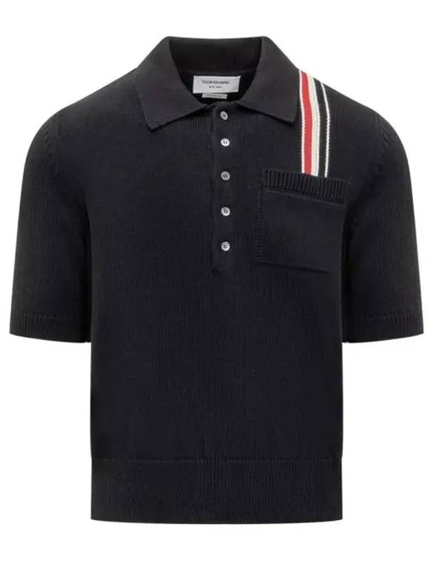 RWB Stripe Polo Shirt Blue - THOM BROWNE - BALAAN 2