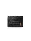 Monogram Logo Crocodile Card Wallet Black - SAINT LAURENT - BALAAN 3