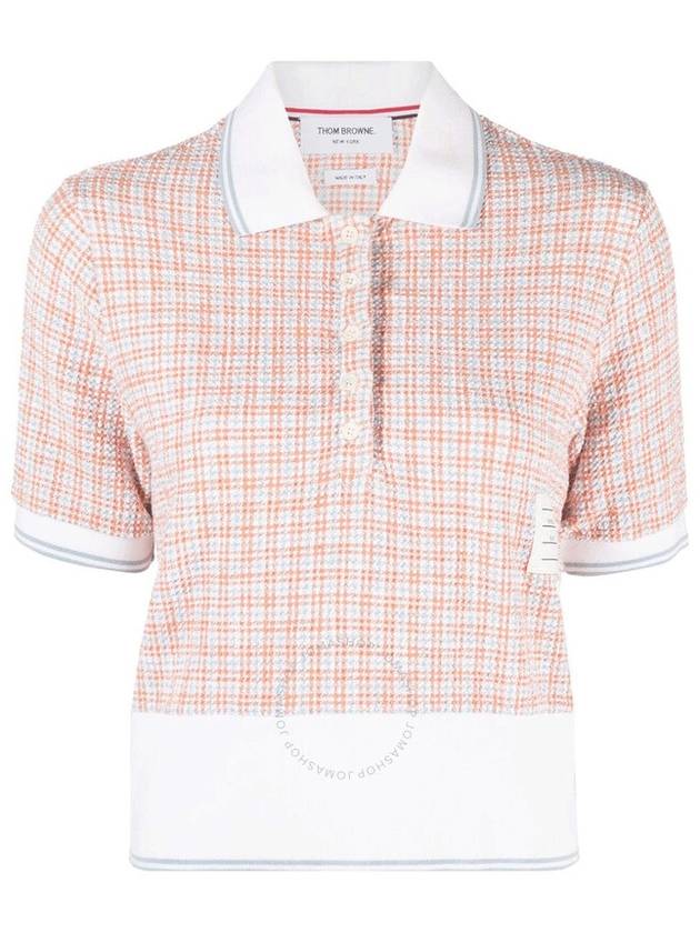 Checked Tweed Shrunken Short Sleeve Polo Pink - THOM BROWNE - BALAAN 2