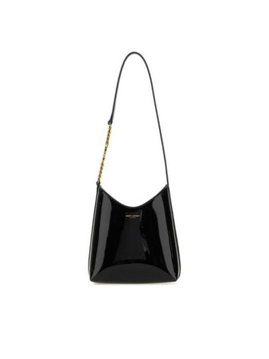 Rendez Vous Patent Leather Mini Hobo Shoulder Bag Black - SAINT LAURENT - BALAAN 1