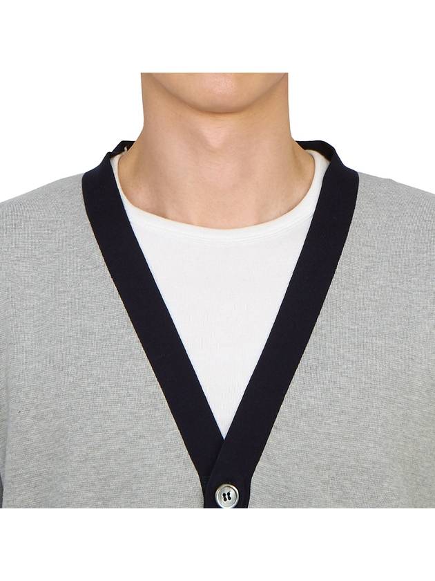 Contrast Trim Knit Cardigan Grey - THOM BROWNE - BALAAN 6