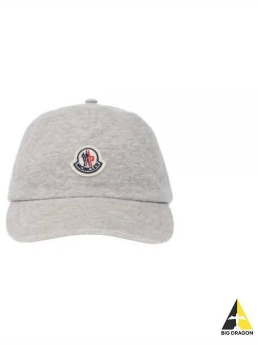 Fleece Logo Patch Cotton Baseball Ball Cap Grey - MONCLER - BALAAN 2