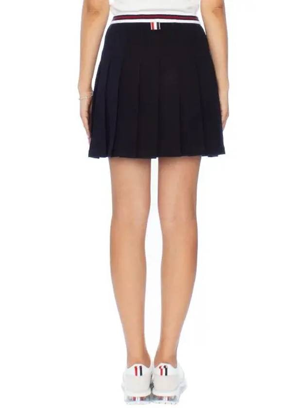 Women's Striped Band Cotton Pleated Skirt Navy - THOM BROWNE - BALAAN 9