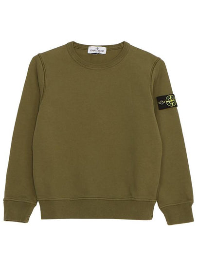 Kids Organic Cotton Fleece Sweatshirt Green - STONE ISLAND - BALAAN 2