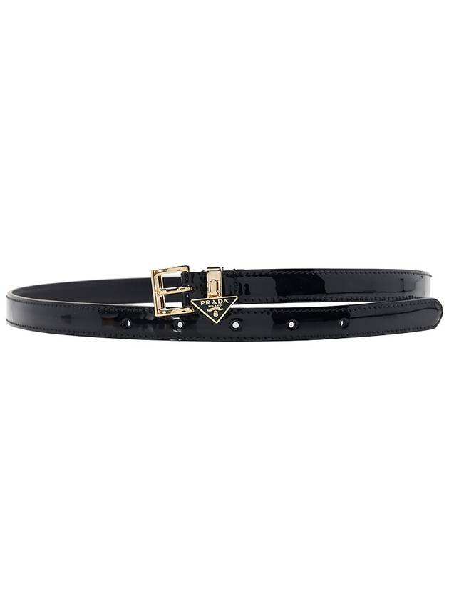 Triangle Logo Buckle Leather Belt Black - PRADA - BALAAN 2