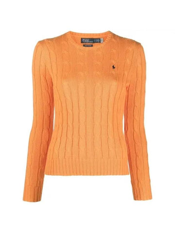 Embroidered Logo Pony Cable Knit Top Orange - POLO RALPH LAUREN - BALAAN 1