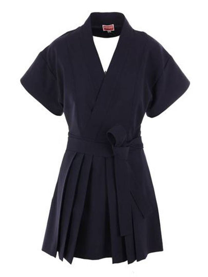 Mini Kimono Short Dress Midnight Blue - KENZO - BALAAN 2