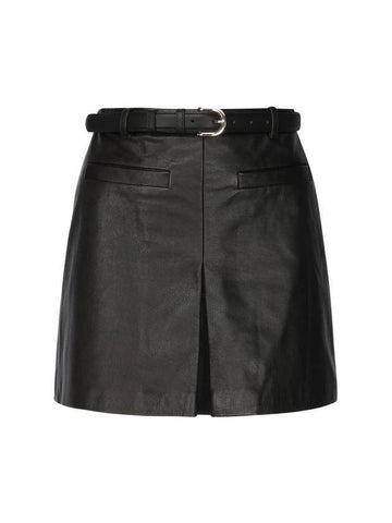 Leather Mini H Line Skirt Black - SELF PORTRAIT - BALAAN 1