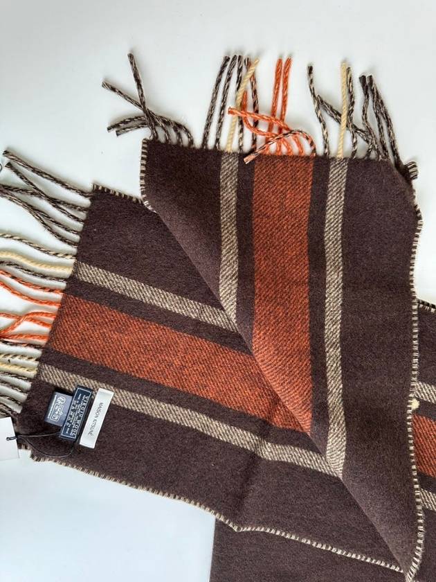 Maison Kitsune Virgin Wool Scarf Brown ONE SIZE - MAISON KITSUNE - BALAAN 4