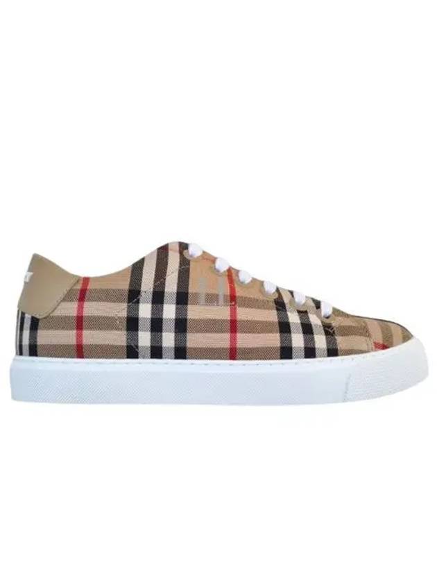 Vintage Check and Leather Sneakers Archive Beige - BURBERRY - BALAAN 2