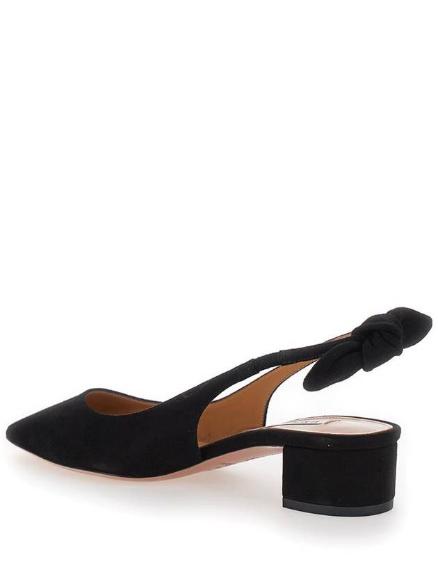 Black Slingback With Bow Detail In Suede Woman - AQUAZZURA - BALAAN 3