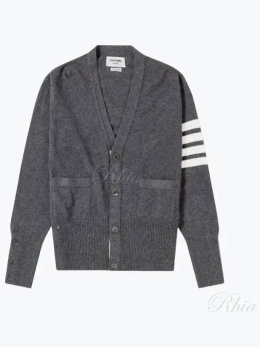 Men's Diagonal Classic Cashmere Cardigan Mid Grey - THOM BROWNE - BALAAN 2