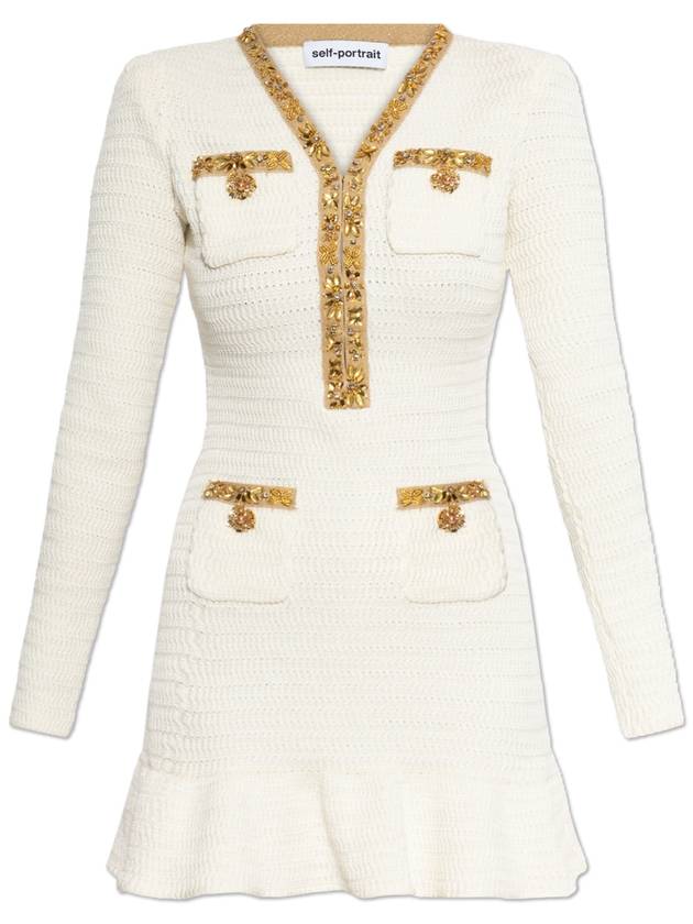 Lurex knit mini short dress cream - SELF PORTRAIT - BALAAN 2