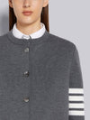 Double Face Fine Merino Crew Neck Jacket Cardigan Gray - THOM BROWNE - BALAAN 3