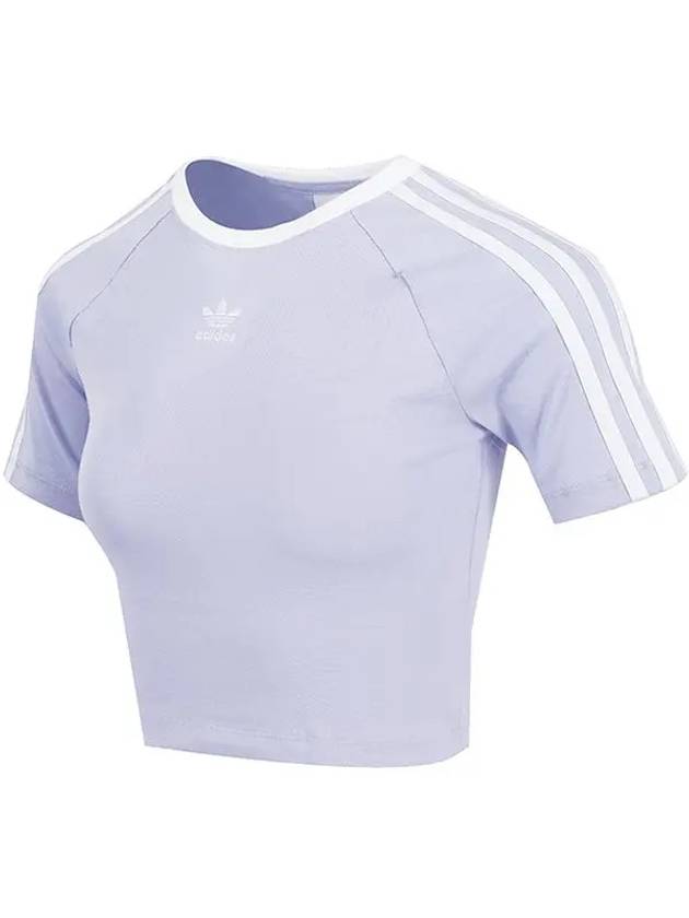 3 Stripe Baby Crop Short Sleeve T-Shirt Purple - ADIDAS - BALAAN 3