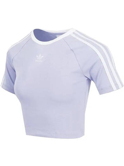 3 Stripe Baby Crop Short Sleeve T-Shirt Purple - ADIDAS - BALAAN 2